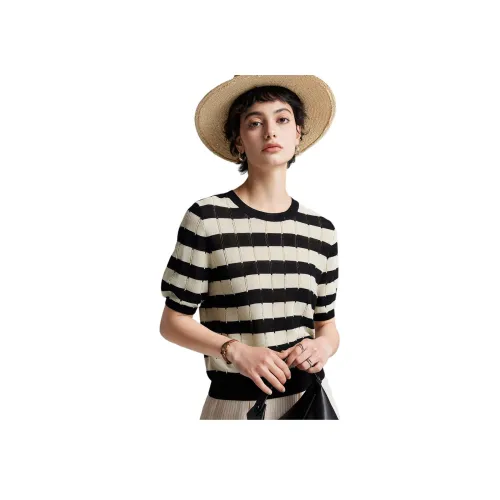 CANTO MOTTO 블랙 톤 여성 티셔츠