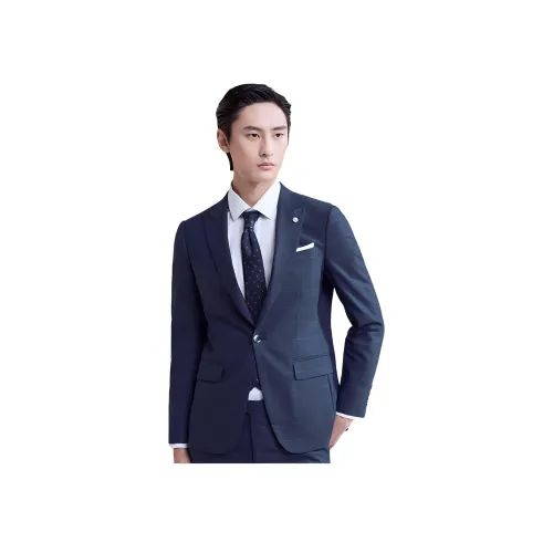 SAINT ANGELO 튀르쿠아즈 블루 그린 체크 남성 비즈니스 정장