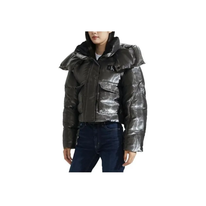 CALVIN KLEIN Puffer Jacket Women's Gray Tin Can-1