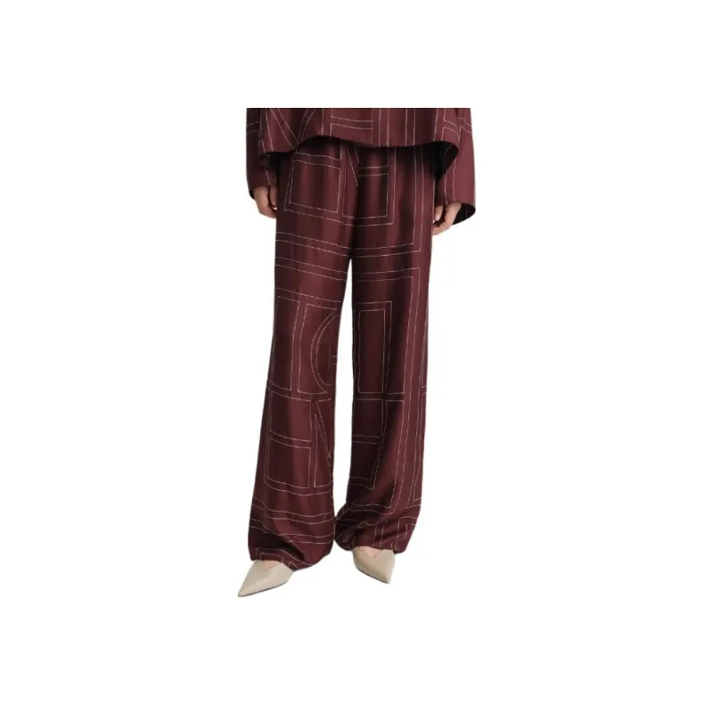 TOTEME SS24 Casual Pants Women's Bordeaux Burgundy-4