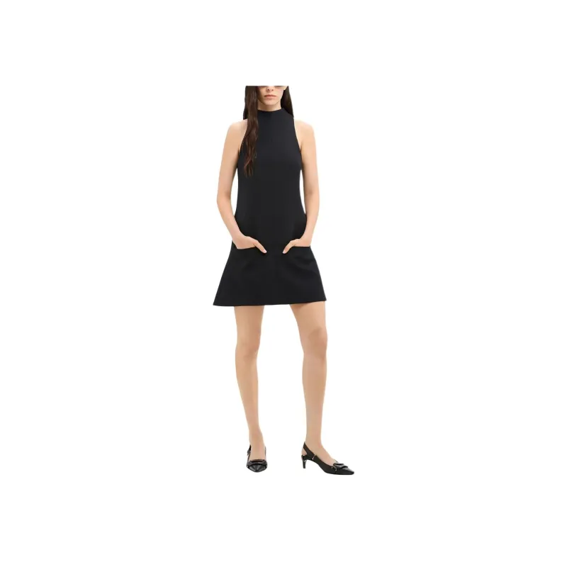 Courrèges Sleeveless Twill A Line Dress 'Black'-1