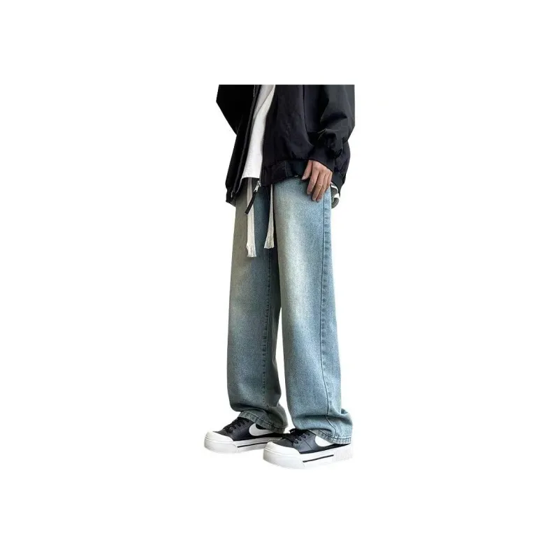NOME Preppy Style Loose Fit Casual Washable Distressed Lace Up Jeans Unisex-14