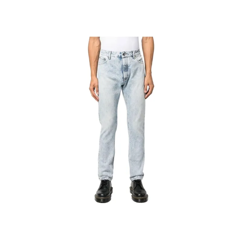 PALM ANGELS Curved logo Print Jeans-1