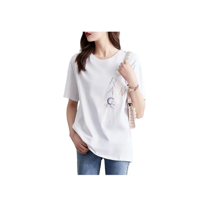 Mo Han Yi Mei Drop Shoulder Sleeve T Shirt Women's Raw White-0