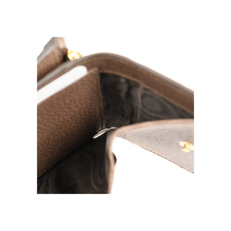 GUCCI Canvas With Leather Wallet Unisex Ebony/Brown-5