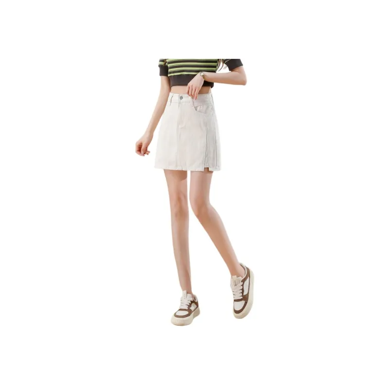 ORIGIN Denim Short Skirts Women's Beige Apricot-0