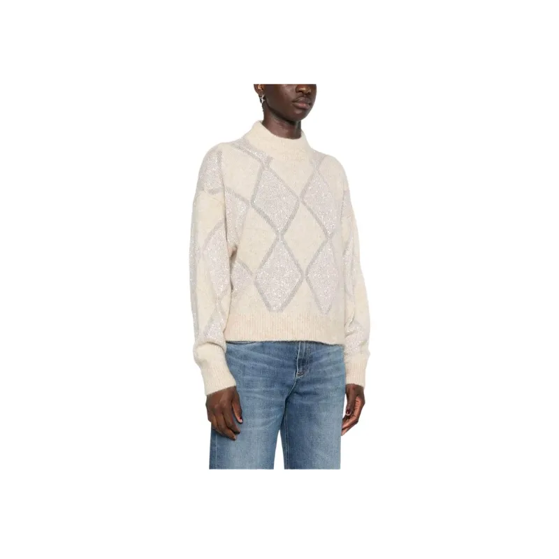 Brunello Cucinelli Sequin Embellished High Neck Knitted Jumper-2