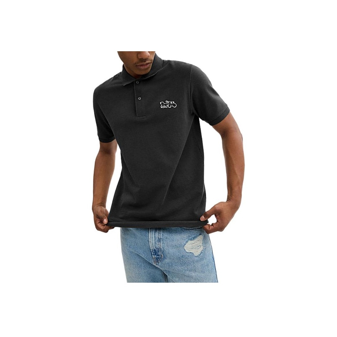 O*4様 COACH ブラック ポロシャツ S COACH Polo Shirts Men Black - POIZON