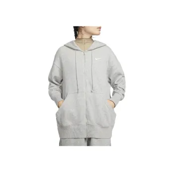 Nike Women's Phoenix Fleece Oversized Full Zip Hoodie Dark Grey Heather/Sail
