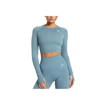GYMSHARK T Shirt Women's Faded Blue Mudstone Gray