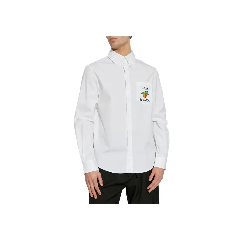 CASABLANCA Orange Embroidered Long Sleeved Shirt-1