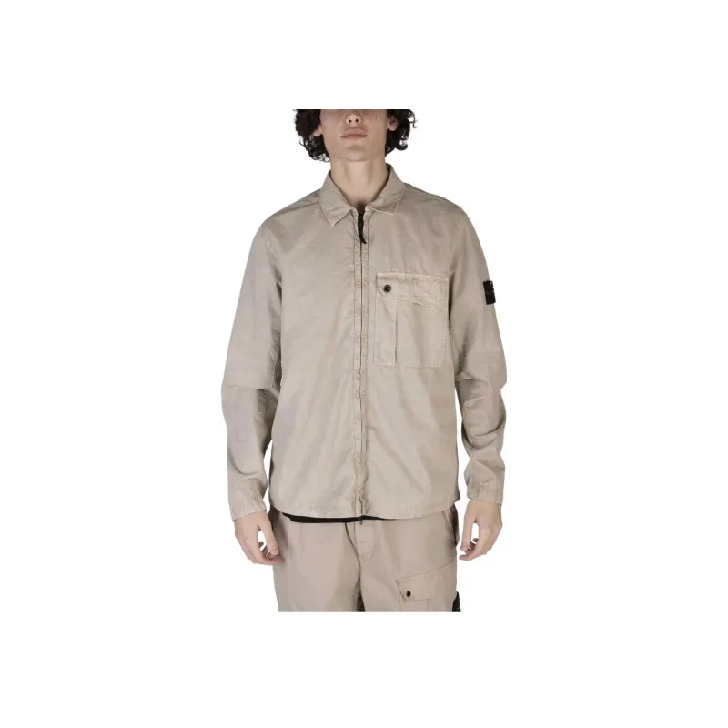STONE ISLAND Zip Up Long Sleeved Shirt-3