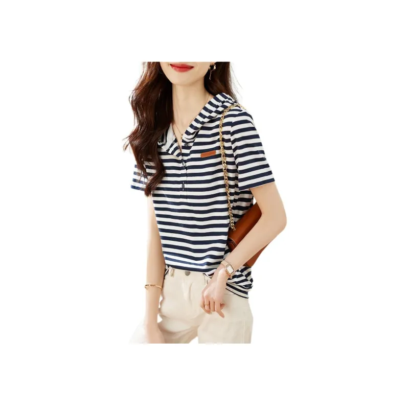Mo Han Yi Mei T Shirt Women's Navy Blue-1