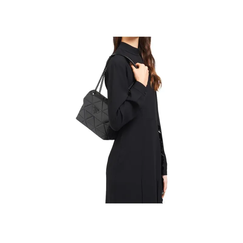 PRADA Spectrum Leather Shoulder Bag Medium Size Women's Black-3