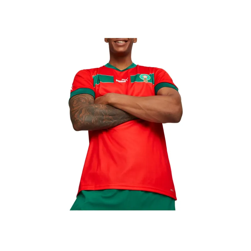 PUMA Morocco Home Qatar 2022 World Cup Soccer Jerseys Fan Edition Morocco Home Men's Red-2