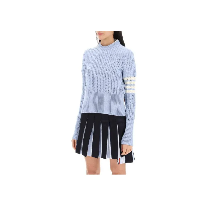 THOM BROWNE 4 Bar Pointelle knit Wool Jumper-2