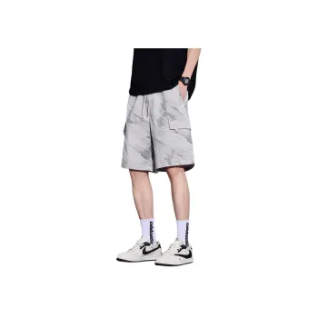 Menglaini Casual Shorts Unisex Beige Gray