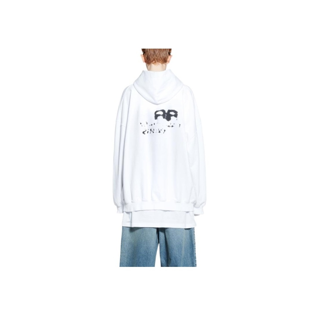 Balenciaga Hand Drawn Bb Icon Large Fit Hoodie White/Black