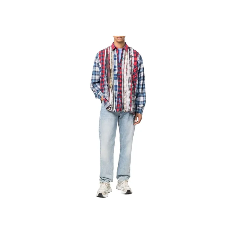 Needles Flannel Shirt Ribbon Wide Shirt-1