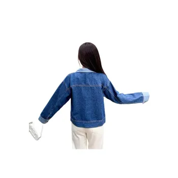 Flowers In Water Denim Jacket Women's Blue