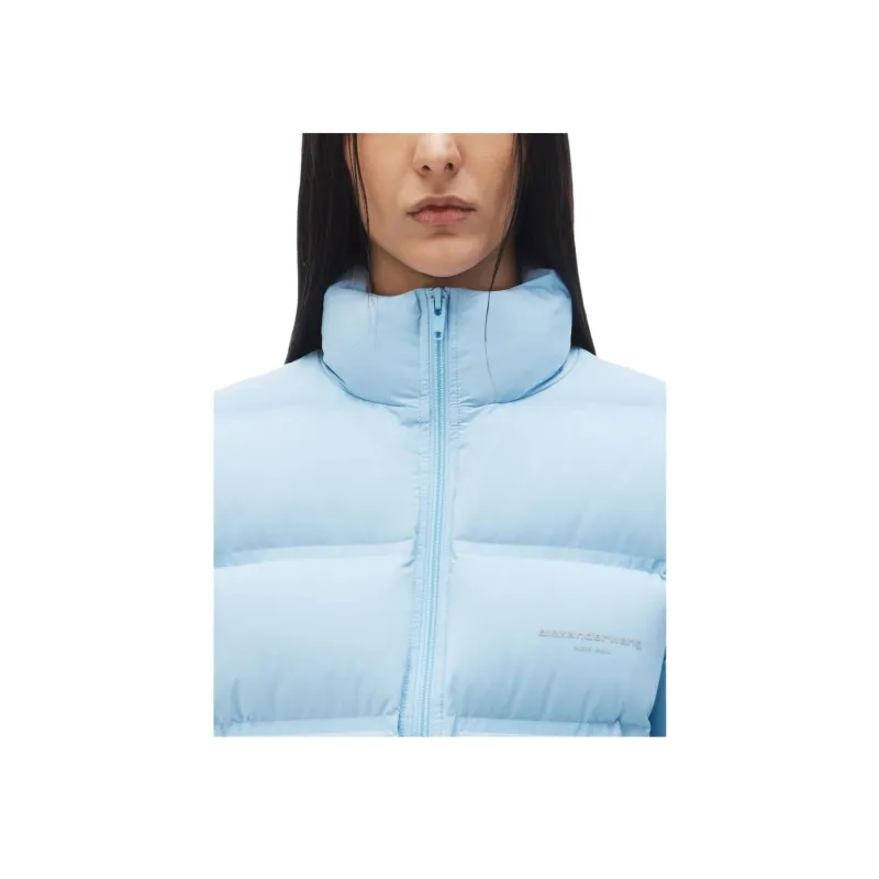 Alexander Wang Jacquard Channel Cropped Reflective Logo Puffer Oxford Blue-3