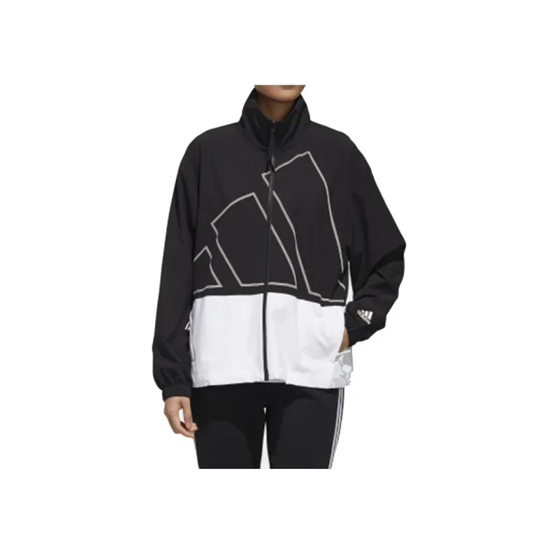 Adidas Retro Sports Stand Collar Jackets Women's Black-2