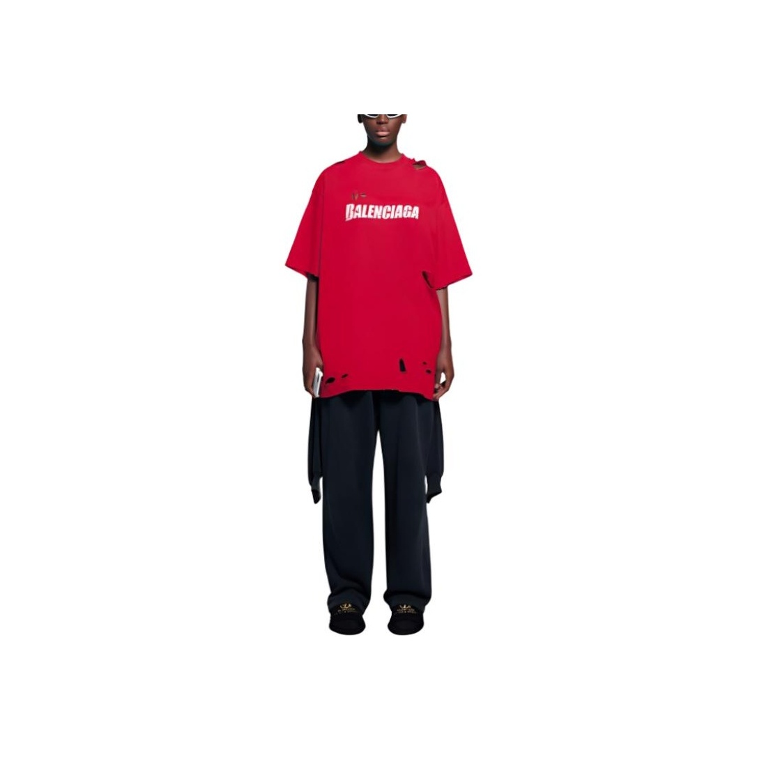 Balenciaga Caps Destroyed Flatground T-shirt - POIZON