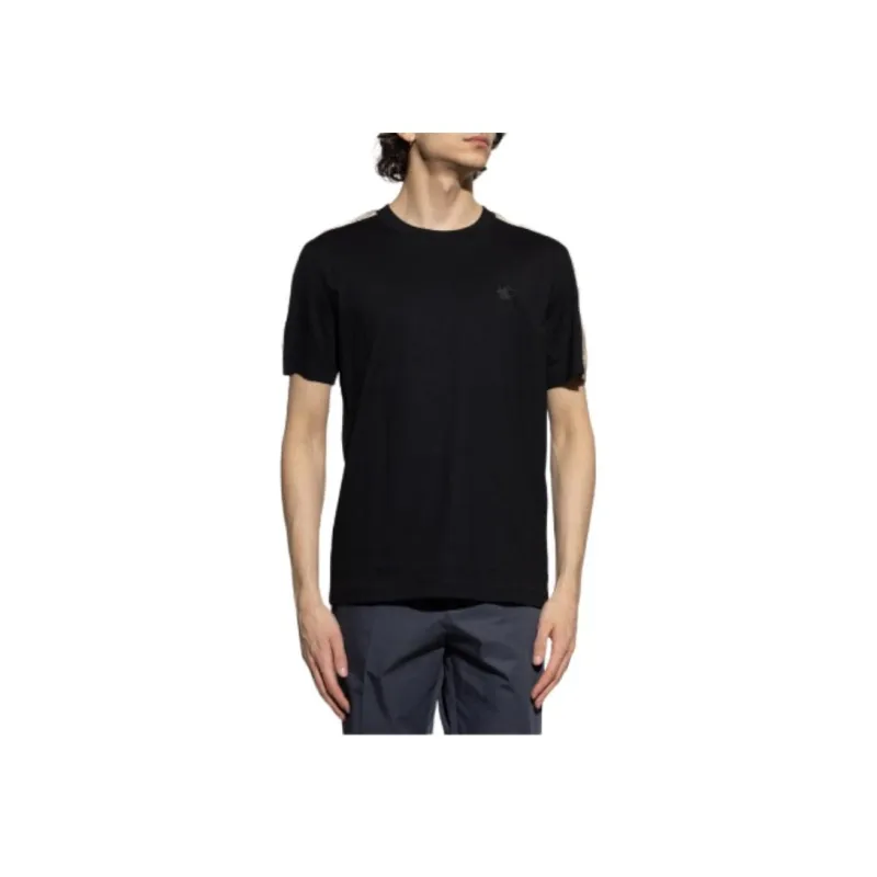 Burberry Checkered Trim Crewneck T Shirt-4