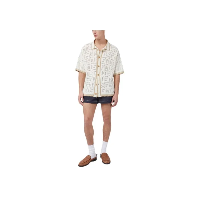 GCDS Monogram Macramé Knit Shirt-1
