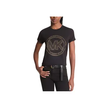 MICHAEL KORS Studded Logo Charm Organic Cotton Jersey T Shirt