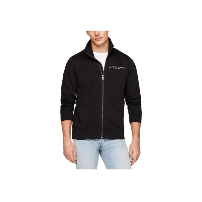 Tommy Hilfiger Logo Zip Thru High Neck Sweatshirt Jackets & Coats Men's Black-3
