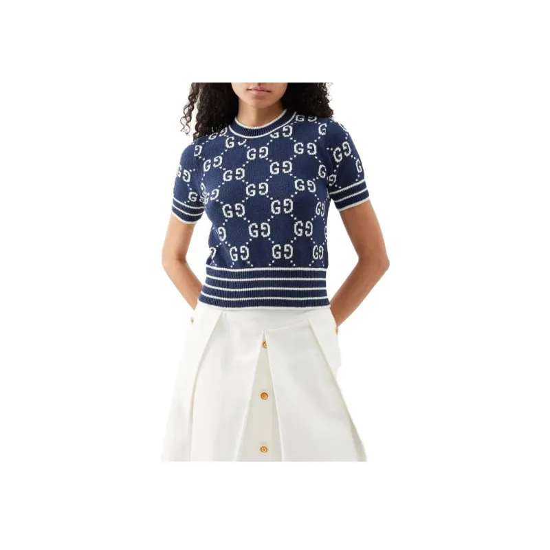 GUCCI Crop Tops Women's Blue-2