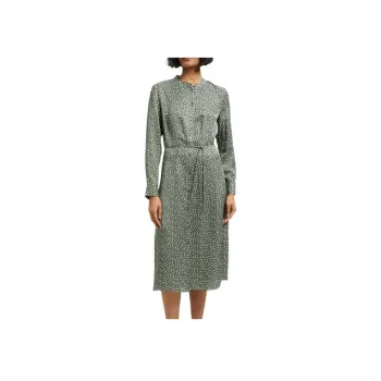 THEORY Long Sleeved Dresses Women's Green And White Polka Dot