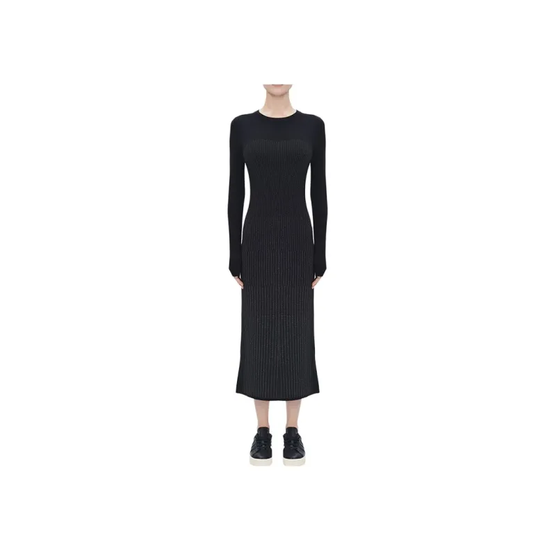 Y 3 Long Sleeved Dresses Women's Black-2