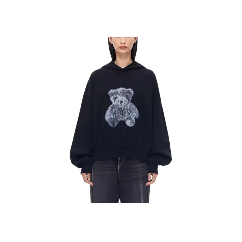 WE11DONE Teddy Bear print Cotton Hoodie-2