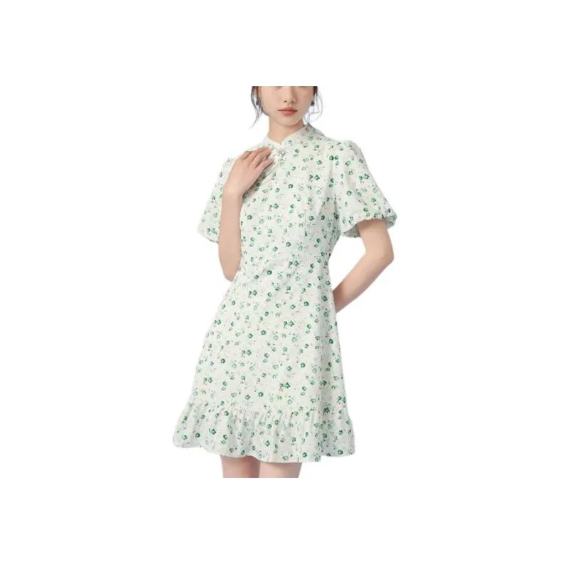 EICHITOO Short Sleeved Dresses Women's Ecru Pattern-0