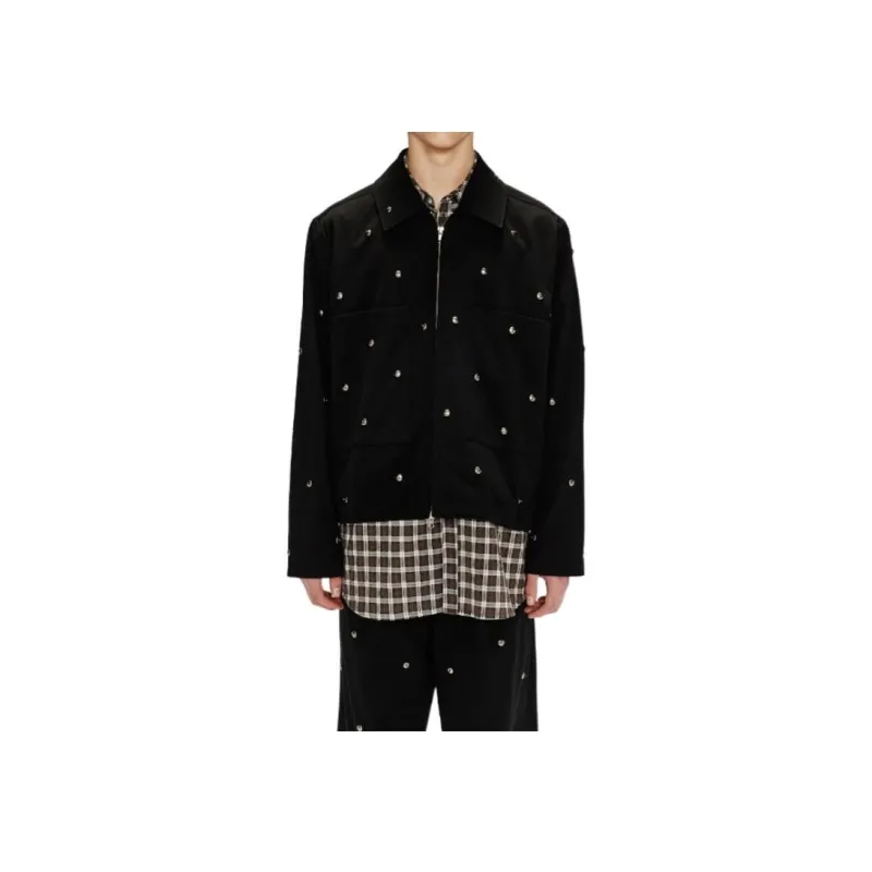 SONG FOR THE MUTE Metal Bead Crop Patch Pocket Jacket-2