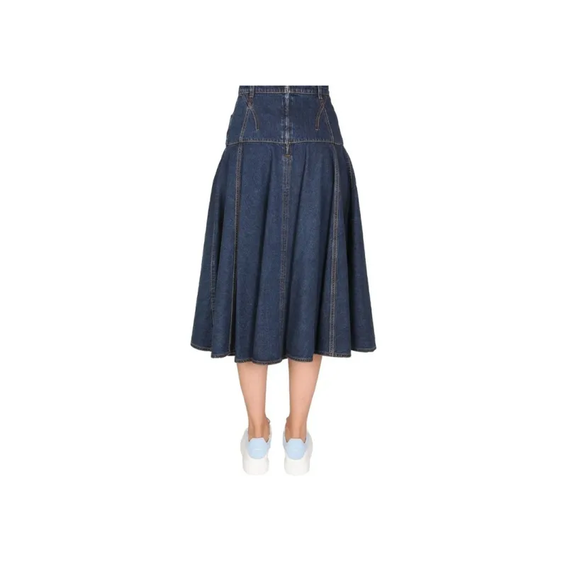 Alexander McQueen FW21 Denim Short Skirts Women's Blue-2