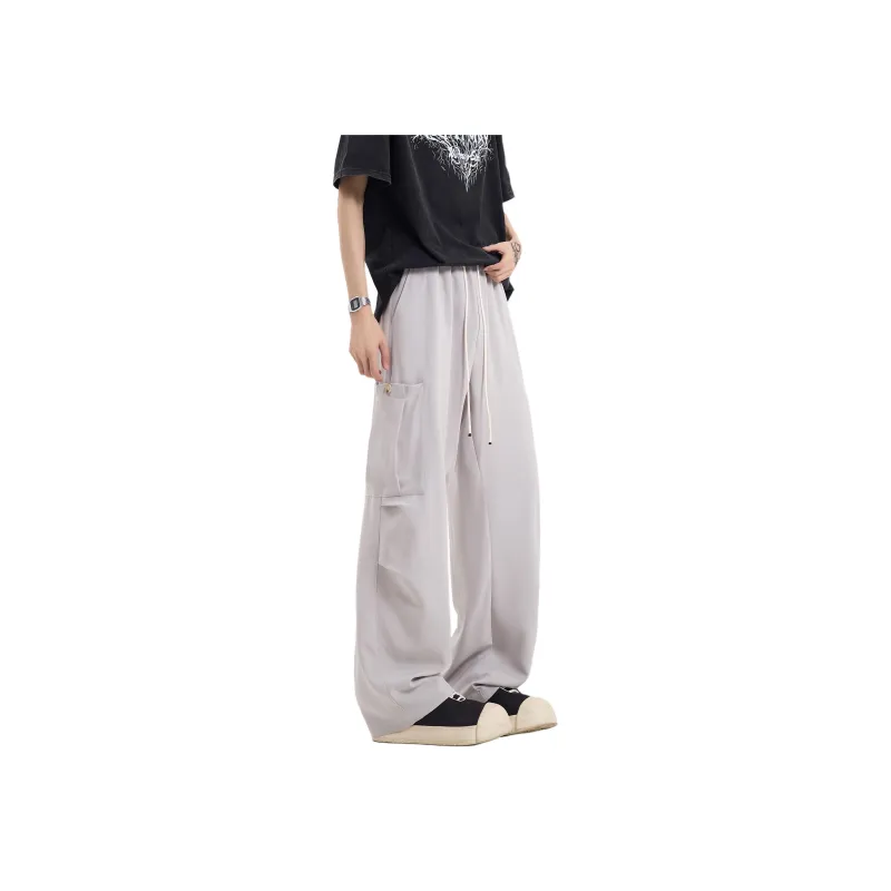 FONDLOOK Casual Pants Unisex Gray-4