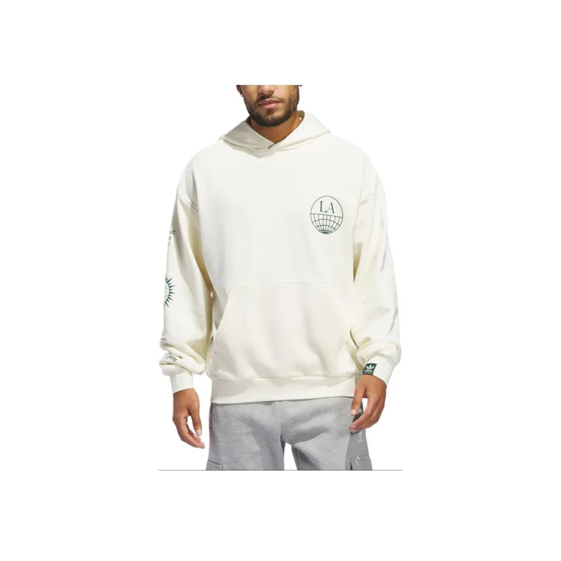 Adidas Originals LA TO THE WORLD GRAPHIC HOODIE Sweatshirt Unisex Ivory/Forest Green-1