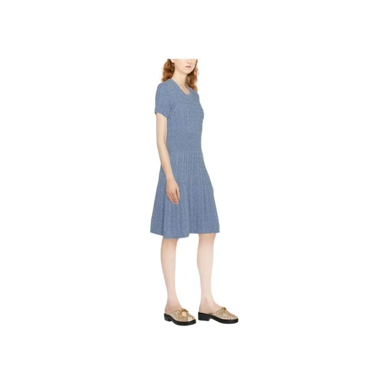 EMPORIO ARMANI SS22 Short Sleeved Dress Women's Blue-2