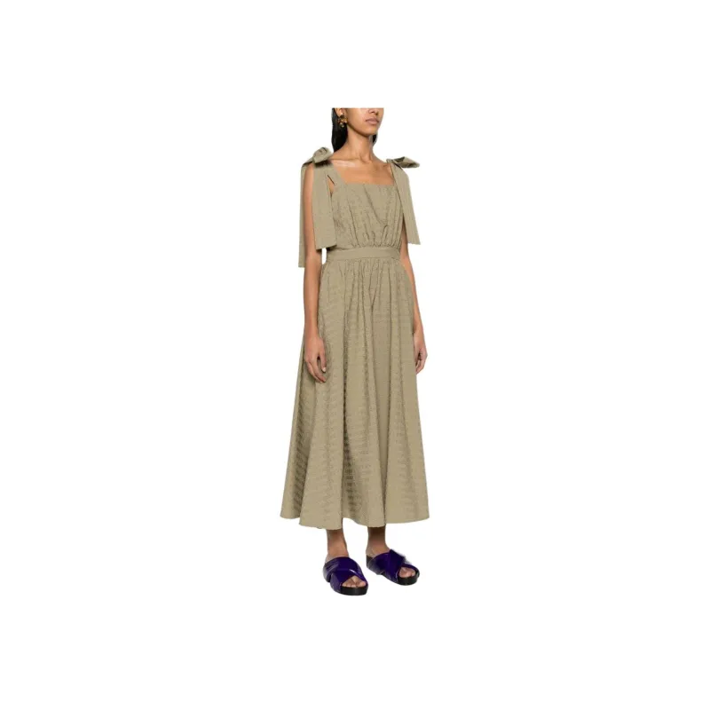 MSGM Slip Dresses Women's Sage Green-3