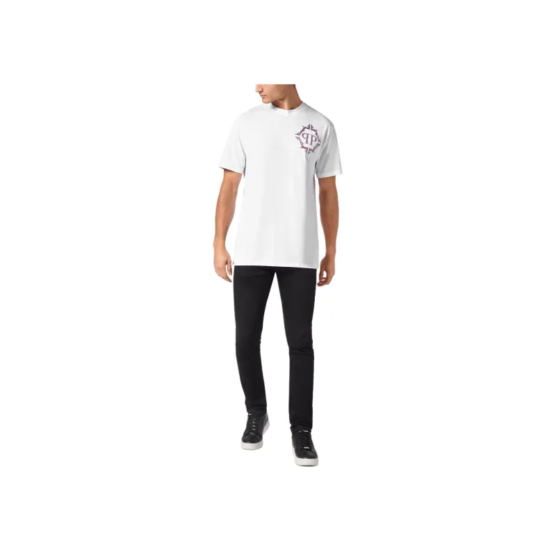 PHILIPP PLEIN Chrome Logo print T shirt-1