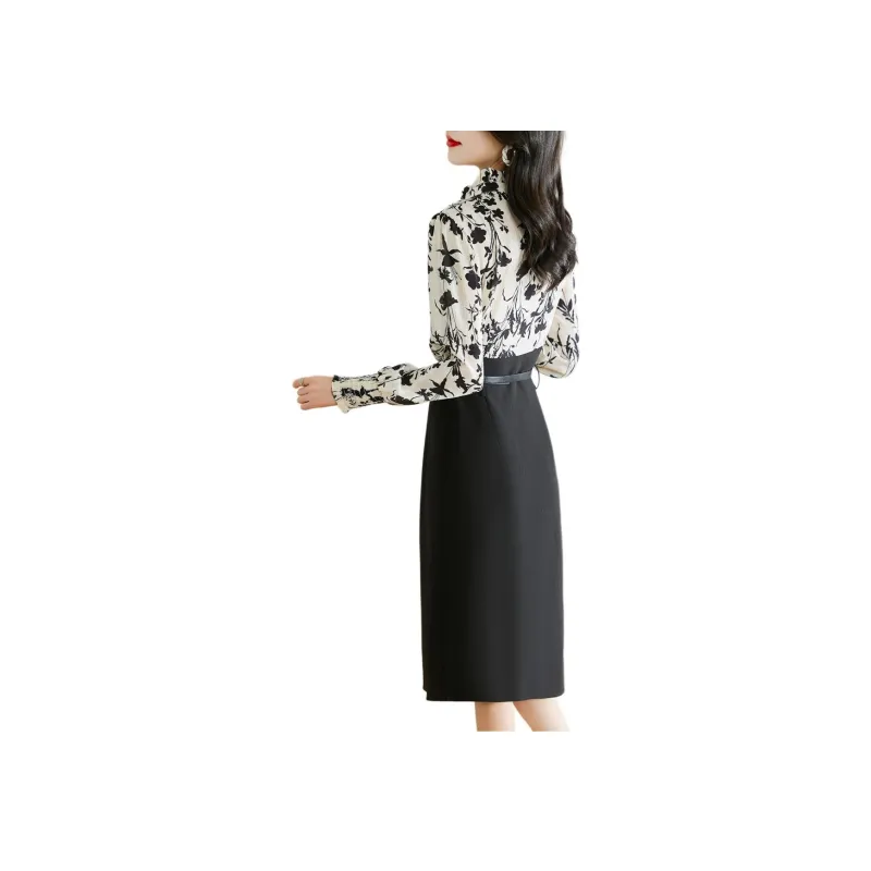 Hang Yi Court Long Sleeved Dress Women's Multicolor-2