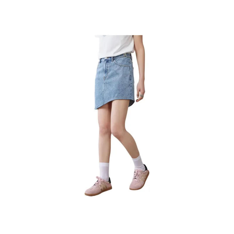 A21 Denim Short Skirts Women's Light Medium Blue-1