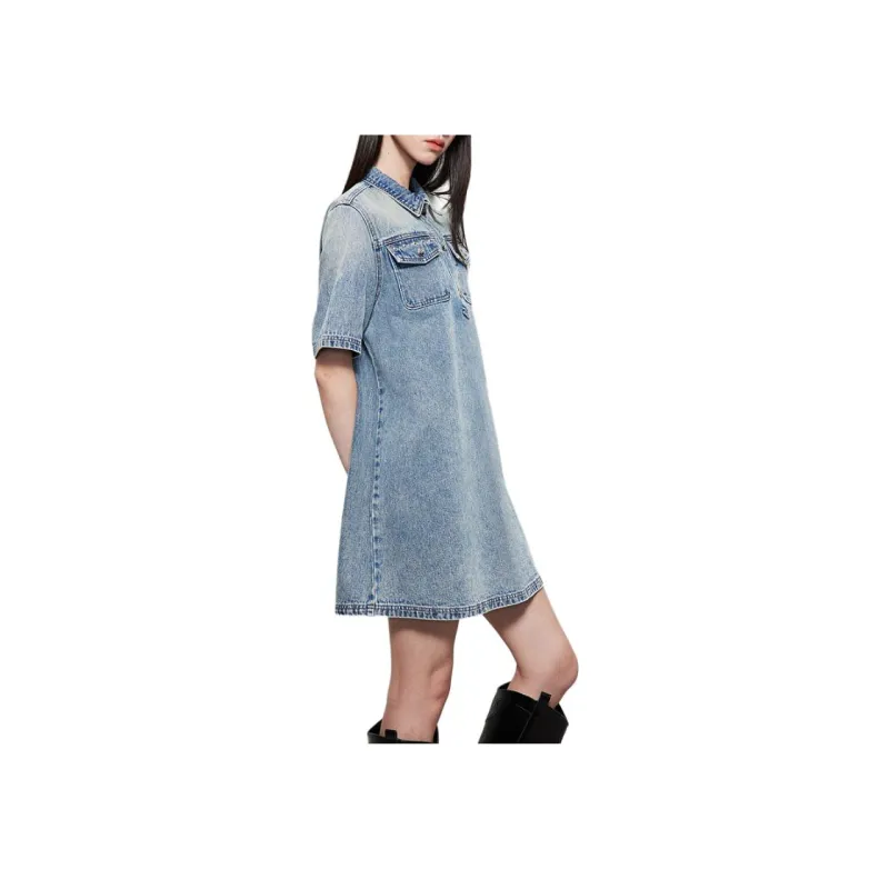 H&M New Year Short-Sleeved Dresses Women's Light Blue-4