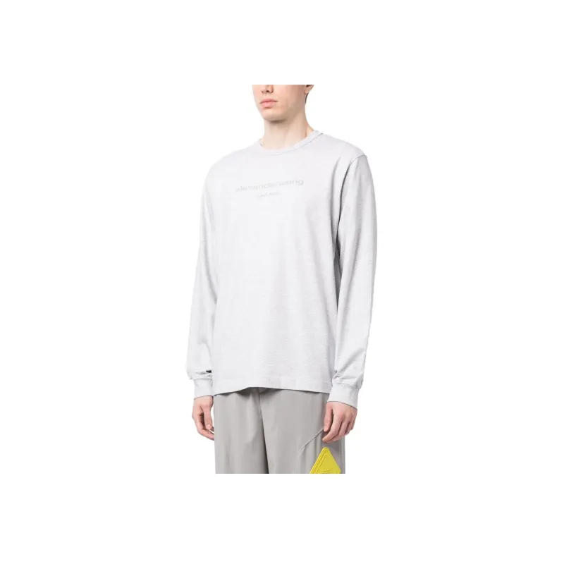 alexander wang Men Glitter-Effect Long Sleeve T-shirt Grey-2