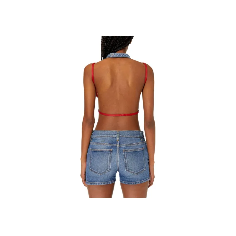 DIESEL Thea Fringes D Logo Denim Top 'Blue'-2