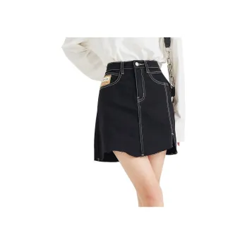 Tonlion Denim Short Skirts Women's Black