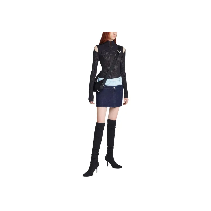 DION LEE Double layer Denim Miniskirt-3